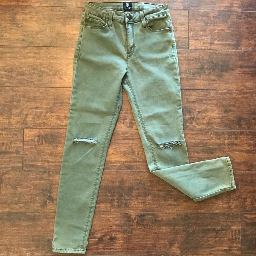 Just Black green skinny jeans